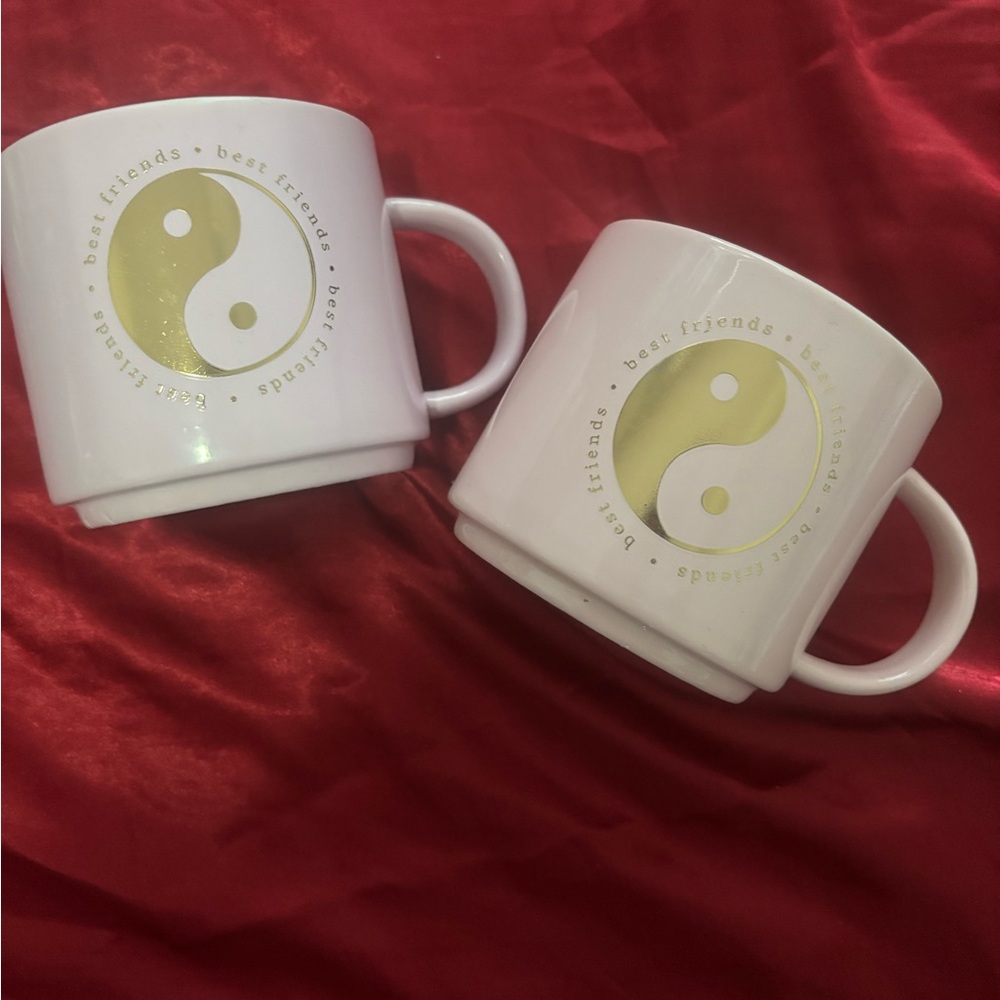 Best Friends Yin Yang Mugs - White and Gold